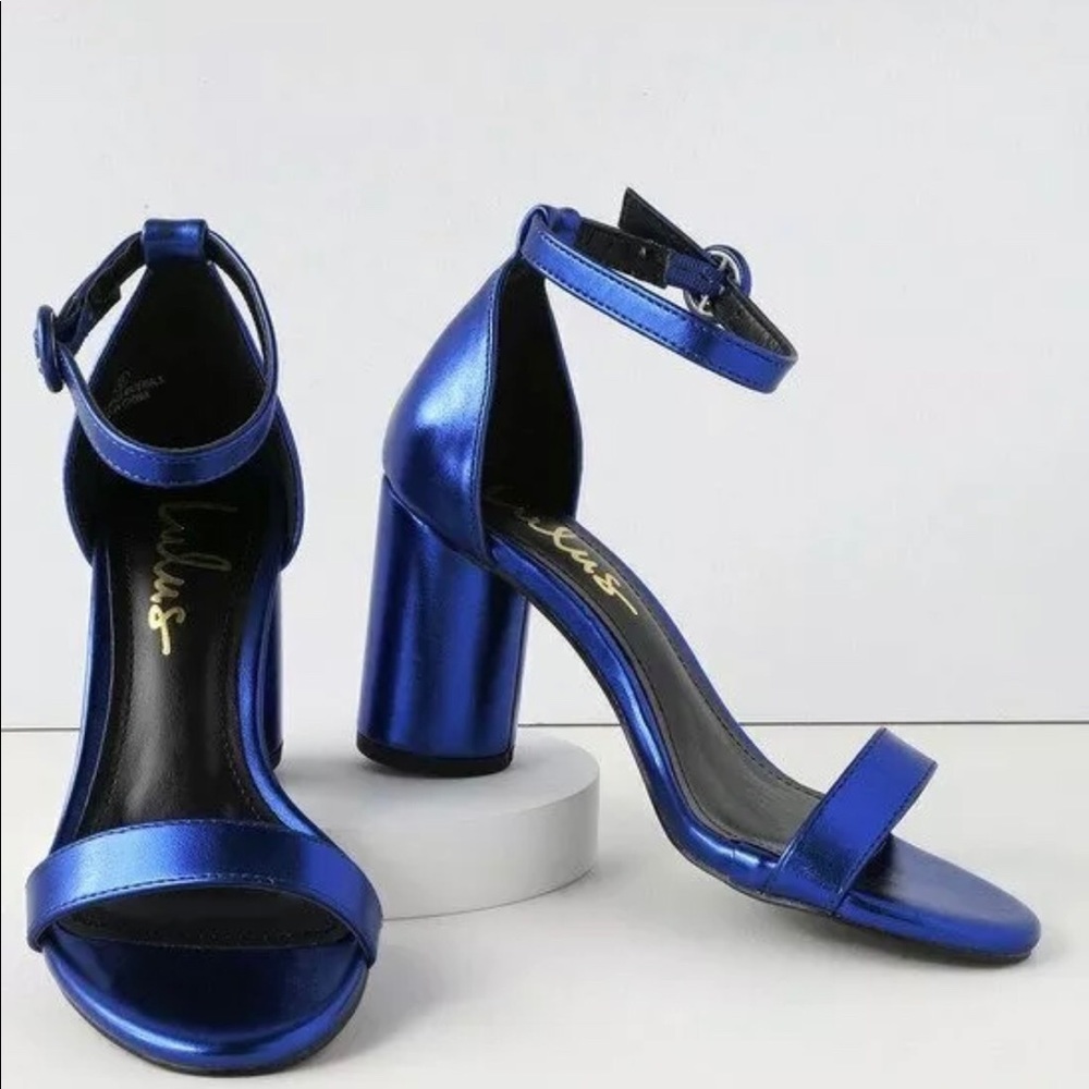 Lulus women Navy Ankle Strap Heels 7.5